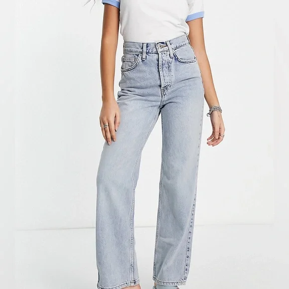 Topshop Petite Kourt Straight Leg Jean Light Blue Sz 25P - Picture 2 of 9